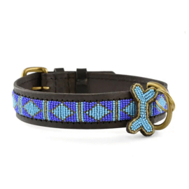 Masai halsband blauw/zwart xs van 25-30 cm