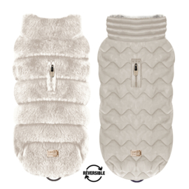 PRESALE Nieuw winterjasjes  beige teckel  29-32-35-38-41-45 reversible