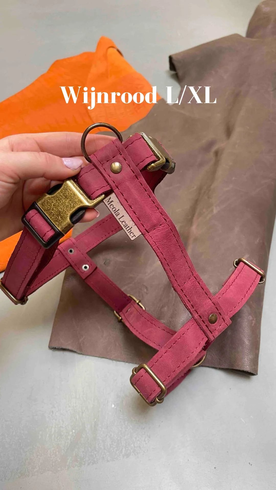 Nieuw lederen harnas tuig Small Medium of large Kleuren Bordeaux /Beige/Donkerbruin/Kaki /Cognac/zwart