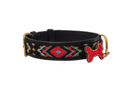 Masai halsband rood/zwart xs van 25-30 cm