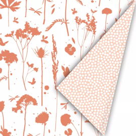 Inpakpapier - Peach Cubes & Terra Flowers  - 50 cm