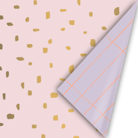 Inpakpapier - Pink dots & lila neon stripes- 50 cm