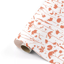 Inpakpapier - Peach Cubes & Terra Flowers  - 50 cm