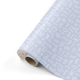 Inpakpapier - Blauw & Neon Letters - 50 cm