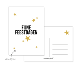 Kerst Kaart - Fijne feestdagen met sterren - Goudfolie