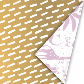 Inpakpapier - Gold & Lila Tropical Animals - 50 cm