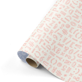 Inpakpapier - Blauw & Neon Letters - 50 cm