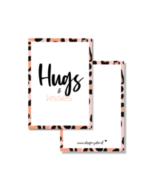 Mini Kaartje - Roze Oranje Luipaard - Hugs & Kisses