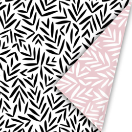Inpakpapier - Pink & Black Structure- 50 cm