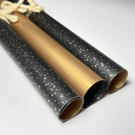 Inpakpapier- Black Twinkling Stars & Gold - 30 cm