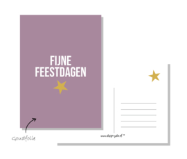 Kerst Kaart - Fijne Feestdagen - Goudfolie - Mauve