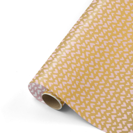 Inpakpapier - Pink & Gold Hearts - 50 cm