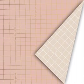 Inpakpapier - Pink & Gold lines - 50 cm