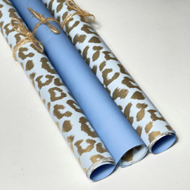 Inpakpapier - Blue & Golden Leopard