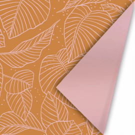 Inpakpapier - Rust & Pink Leaves - 50 cm