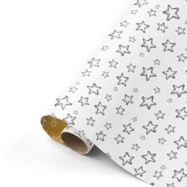 Inpakpapier - Stars Gold & White - 50 cm