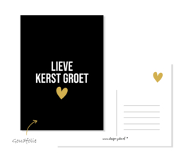 Kerst Kaart - Lieve Kerst Groet - Goudfolie - zwart