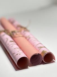 Inpakpapier - Pink Gold Flowers & Peach