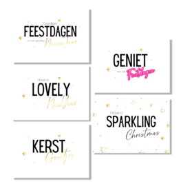Kerst Kaarten Set - Christmas Mix - Wit - 5 stuks