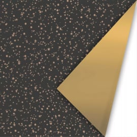 Inpakpapier- Black Twinkling Stars & Gold - 30 cm