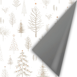 Inpakpapier - Champagne Trees & Grey - 50 cm