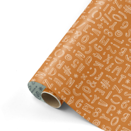 Inpakpapier - Roest & Mint Letters - 50 cm