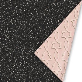Inpakpapier - Black Twinkling Stars & Pink Trees- 50 cm