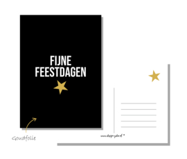 Kerst Kaart - Fijne Feestdagen - Goudfolie - Zwart