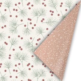Inpakpapier - Rose Twinkling Stars & Branches- 50 cm