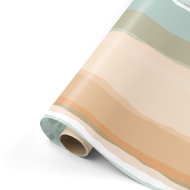 Inpakpapier - Mint & Peach Blending Lines - 50 cm