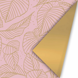 Inpakpapier -Pink & Golden Leaves  - 50 cm