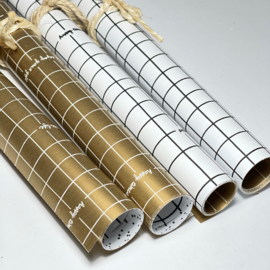 Inpakpapier - White  & Gold Stripes - 30 cm