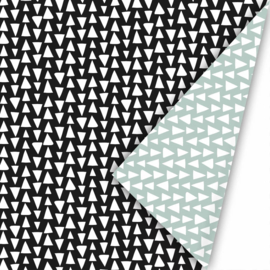 Inpakpapier - Mintgreen & Black Triangle Print