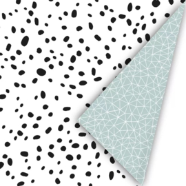 Inpakpapier - White Dots  & Mint Graphic - 50 cm