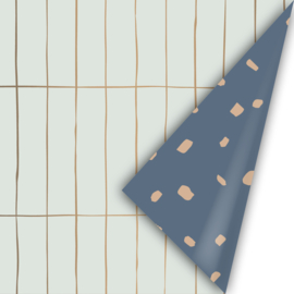 Inpakpapier - Blauwe Dots & Stripes - 50 cm