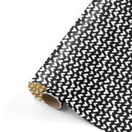Inpakpapier - Gold & Black Hearts - 50 cm