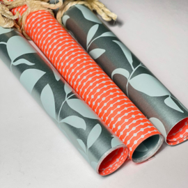 Inpakpapier - Petrol Green  & Neon Orange - 50 cm