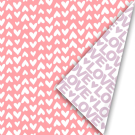 Inpakpapier - Neon Pink & Lila LOVE - 50 cm