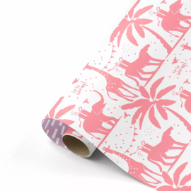Inpakpapier -Pink Tropical Animals & Lila- 50 cm