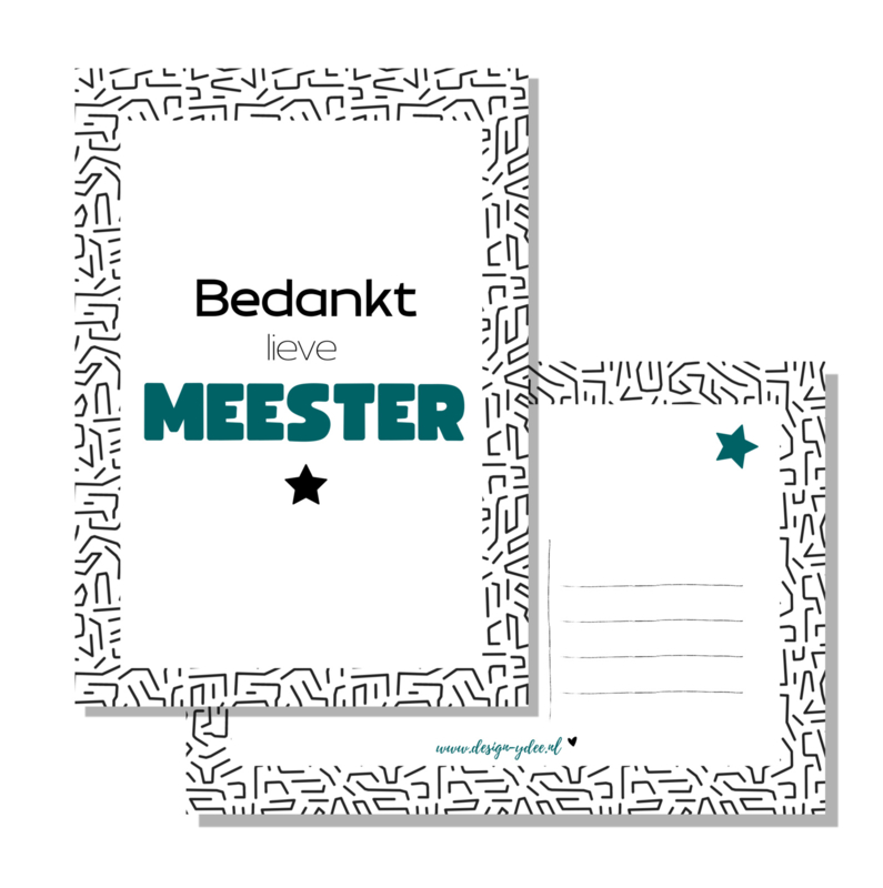 Kaart Bedankt Lieve Meester Envelop Geen Envelop Ansichtkaarten Design Ydee 9450