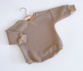 Sweater romper rib dark beige