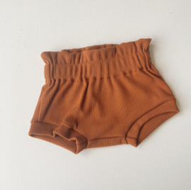 Short Zomer Rib Cognac High Ruffle Waist Maat 80