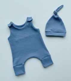 Salopette lang zomer rib jeans lichtblauw