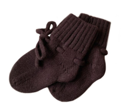 Merino wol booties dark chocolate