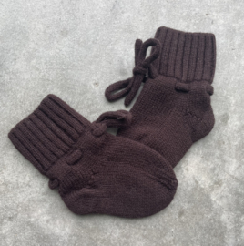 Merino wol booties dark chocolate