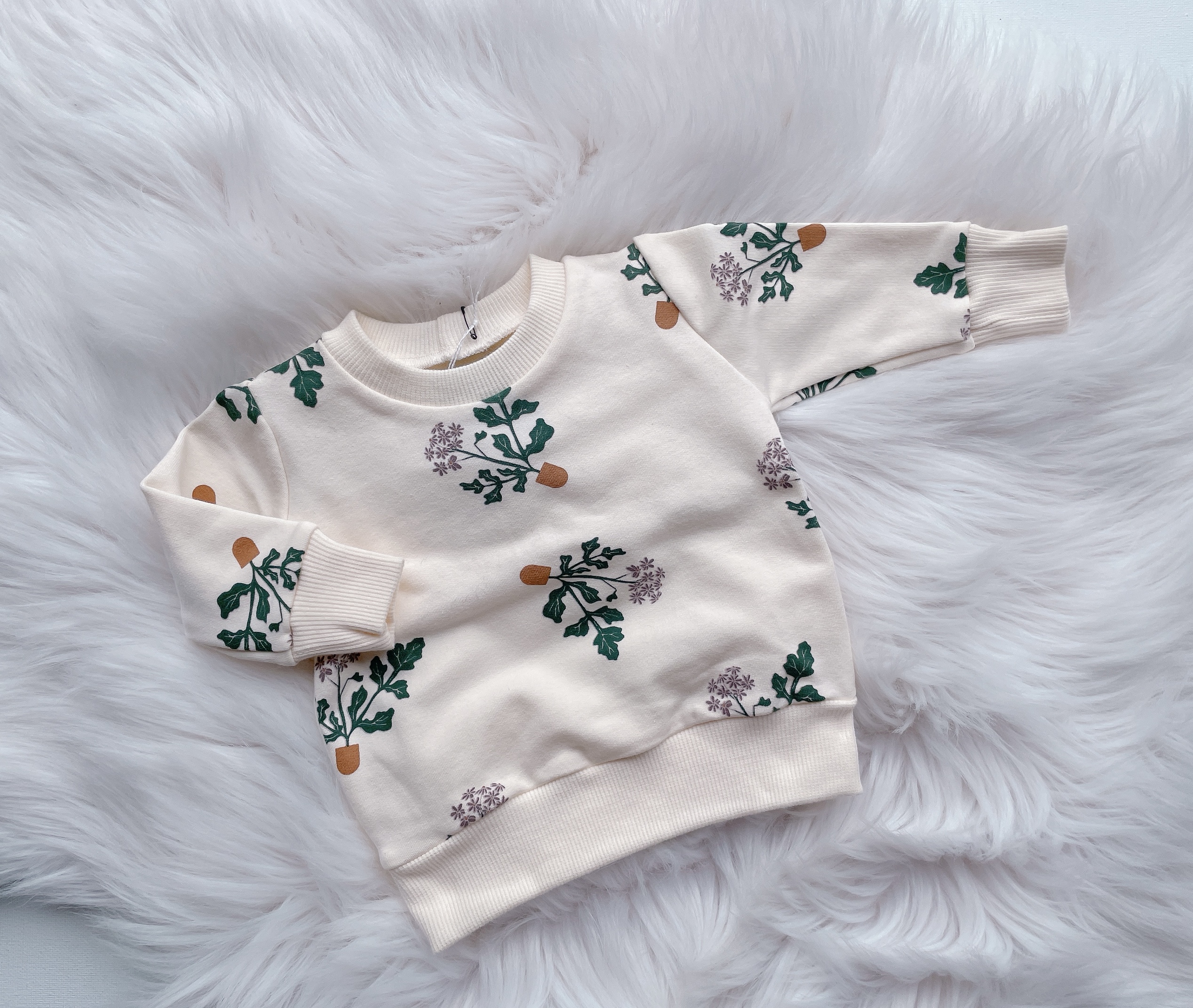 Trui offwhite plants