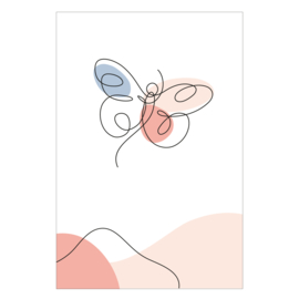 Poster lijntekening vlinder