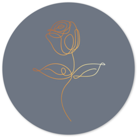 Muurcirkel roos in goudlook, 25 cm