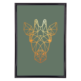 Poster geometrische giraf met goudlook
