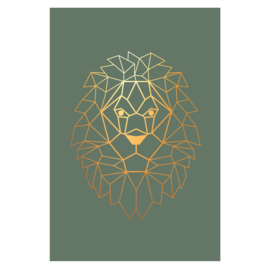 Poster geometrische leeuw in goudlook